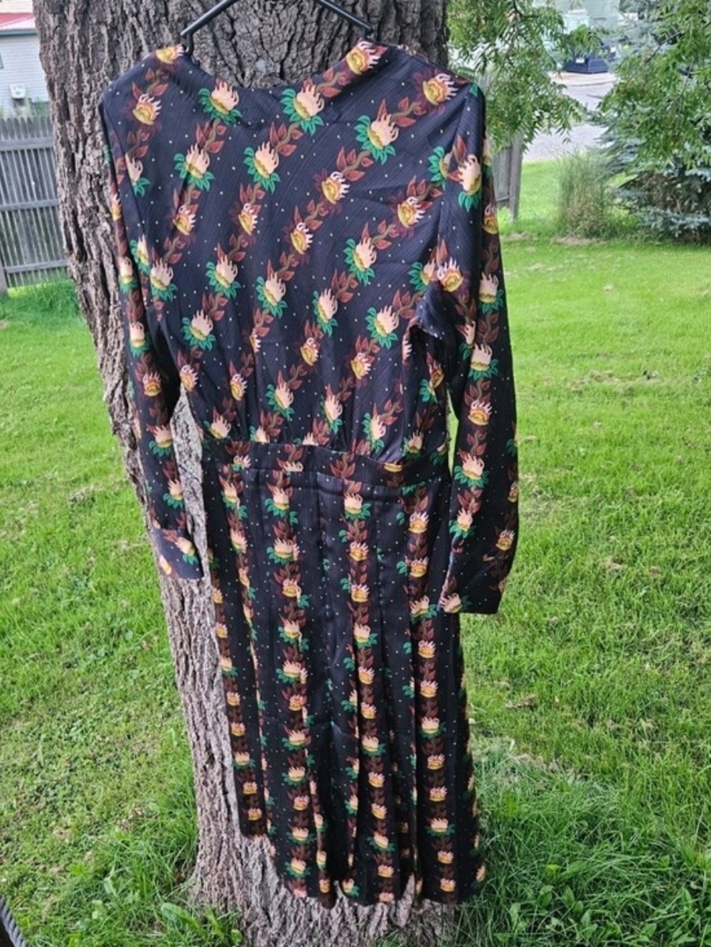 NWT! Scotch & Soda Women's Black Floral-Print Midi Dress, Size Medium - Picture 6 of 12